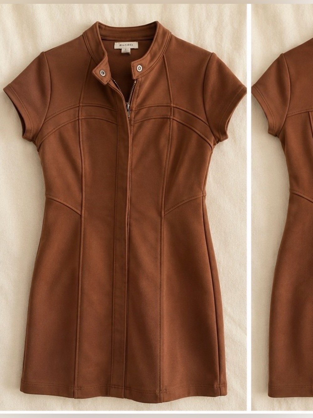 Pilcro Anthropologie Brown Moto Mini Dress Size M